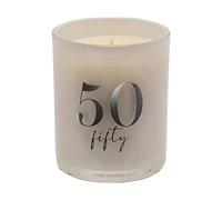 50th Birthday Champagne Scented Glass Candle with Silver Detail - 50