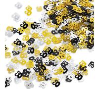 50th Birthday Confetti, 30g Black Gold Silver Metallic Glitter Foil Sequins, Table Confetti Black Gold and Silver Party Decorations Supplies for 50 Years Birthday Party Anniversary Decorations