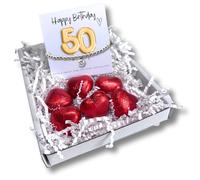 50th Birthday Cubic Zirconia Silver Bracelet & Gold Balloon Mini Gift Hamper