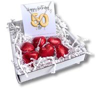50th Birthday Cubic Zirconia Silver Necklace & Gold Balloons Mini Gift Hamper
