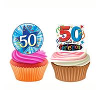50th Birthday cupcake toppers edible icing sheets 1.5" x 24 easy peel