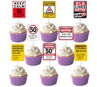50th Birthday Cupcake Toppers Keep Calm Cheers to 50 Years Cupcake Picks Hazard Of Old Age It's My 50th Birthday Cake Decorations for Old Lives Matter Birthday Party Cake Supplies