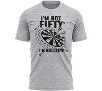 50th Birthday Darts T Shirt, Funny 50 Year Old Shirt, Dart Player Bday Gift for Fifty Year Old, Present for Dad Bullseye Tee, XXL, Sport Grey