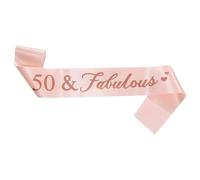 50th Birthday Decorations 50 & Fabulous Sash 50th Birthday Sash for Women Satin Rose Gold 50th Party Sash
