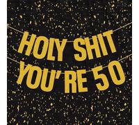 50th Birthday Decorations for Men, Gold Glitter Holy Shit You're 50 Birthday Banner Party Decor Sign, Happy 50th Birthday Banners, 50 Years Old Funny Birthday Decorations Banner for Him Her(50th)