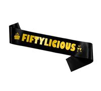 50th Birthday Decorations for Women Men - Fifty Years Old Sash Black Gold, Fiftylicious Satin Sash Gift Accessories for Party Supplies