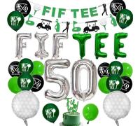 50th Birthday Decorations, Golf 50th Birthday Party Decoration Themed for Men Happy Birthday Decor Banner Set Durable 50 Number Balloons