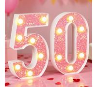 50th Birthday Decorations LED Light Up Numbers, Pink Marquee Lights Number 50 Sign for Girls Birthday Party Anniversary Home Decor