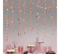 50th Birthday Decorations Number 50 Circle Dot Twinkle Star Garland Metallic Hanging Streamer Bunting Banner Backdrop for Girls Boys Ten Year Old Birthday 10th Anniversary Party Supplies,about 9 M