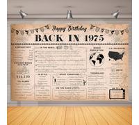 50th Birthday Decorations Vintage Back in 1975 Backdrop Banner, 6 x 4 ft Vintage 1975 Happy Birthday Photography Background Supplies