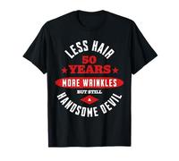50th Birthday Design for Men | Less Hair Handsome Devil T-Shirt