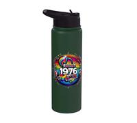 50th Birthday Gift 1976 Disco Peace Vintage Love Retro Funk Stainless Steel Insulated Water Bottle