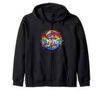 50th Birthday Gift 1976 Disco Peace Vintage Love Retro Funk Zip Hoodie