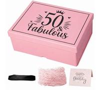 50th Birthday Gift Boxes with Magnetic Lid,24X17X8CM | With Ribbon,Shredded Paper,Gift Card for Women 50th Birthday Supplies
