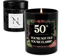 50th Birthday Gift Candle for Men & Women - Smoked Vanilla Scented Soy Wax Candle in Black Glass, Luxury Gift Box, Funny Bday 50th Birthday Present for Him Friend Sister Mum - Natura Candles