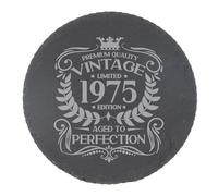 50th Birthday Gift for Men Vintage 1975 Aged to Perfection Engraved Slate Coaster Present for 50 Year Old Etched Natural Slate Placemat (Round Slate)