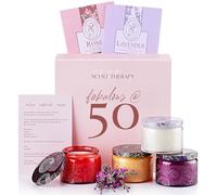 50th Birthday Gift for Women - Elegant Scented Candle Gift Box - Fabulous at 50 with 4 Aromatherapy Candles - Presents for Women