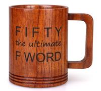 50th Birthday Gift Ideas for Men Women Large Wooden Beer Mug Funny 50 Year Old Bday Gifts for Him Her Wood Stein Cup Unique Christmas Presents for Husband Wife Mom Dad Fifty Birthday Coffee Mug