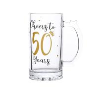 50th Birthday Gift,Men and Women Cheering 50th Birthday Beer Mugs,Cheers to the 50th Anniversary Beer Glass,50th Birthday Party Wedding Anniversary Decorative Gift, 18 Ounce (Cheers to 50 Years)