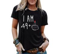 50th Birthday Gift Shirts Vintage 1974 Original Parts Tshirt for Women Letter Print Retro Birthday Casual Tee Tops, 50-black, XL