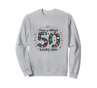 50th Birthday Gift: This is What 50 Looks Like Sweatshirt, Adult Unisex, Heather Grey, XXL