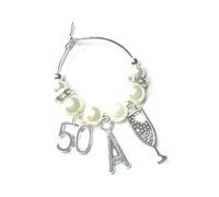 50th Birthday gift Wine Glass Charm (Q)
