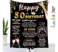 50th Birthday Gifts Blanket for Women, Gifts for 50th Birthday for Women, 50 Year Old Gifts for Women Best Friends, Happy 50th Birthday Decorations, Birthday Gifts for Women Turning 50 Blanket