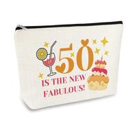 50th Birthday Gifts for Her 50 Year Old Party Makeup Bag Happy 50th Birthday Gifts for Mom Sister Friend Wife Coworker Classmate Couple 50TH Anniversary 1975 Gift Zipper Cosmetic Bag Pouch