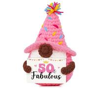 50th Birthday Gifts for Her, 50th Birthday Decorations, Handmade Positive Crochet Gnomes - 50 & Fabulous