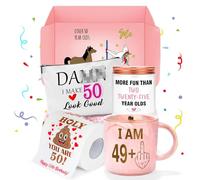 50th Birthday Gifts for Her Funny Happy 50th Birthday Decorations for Women 50 Year Old Gifts for Woman 50 and Fabulous Gift for Woman Sister Mom Best Friend Wife - Coffee Mug Makeup Bag Toilet Paper