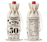 50th Birthday Gifts for Her，Gift for 50 Year Old Woman Men Wine Bag, 50th Birthday Party Decor Gifts Wine Bags for Mom Sister Wife Friend Her Coworker A03 kitchen