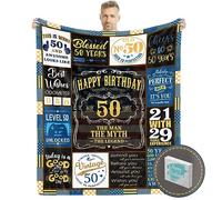 50th Birthday Gifts for Him, 50th Birthday Blanket for Men with Gift Box, 50 Year Old Birthday Gift for Men Turning 50, Mens 50th Gift Ideas