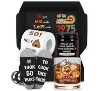 50th Birthday Gifts for Him Cool Gifts for 50 Year Old Man Happy 50th Birthday Decorations for Men Vintage 1975 Wine GlassToilet Paper Roll Novelty Socks Funny 50 Year Old Gift ideas for Mens