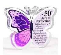 50th Birthday Gifts for Women, 1975 50th Birthday Gifts for Her - Acrylic Butterfly Plaque Happy Birthday Gifts, Wonderful 50th Birthday Present for Mum Wife Sister Auntie Best Friend