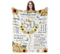 50th Birthday Gifts for Women, 50 Year Old Gifts for Woman Blankets 50th Birthday Gift Sunflower Throw Blanket, 50th Birthday Decorations Best Gifts for Women Turning 50 Her Mom Mum Wife 50 x 60 Inch