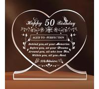 50th Birthday Gifts for Women 50th Birthday Ideas，50th Birthday Gifts for Her Heart Shape Acrylic Plaque with Base Fabulous 50th Birthday Present Idea for 50 Year Old Women Friend. (50th birthday)