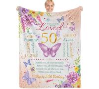 50th Birthday Gifts for Women, 50th Throw Blanket 50"X60", Best 50 Year Old Queen Birthday Gifts Ideas for Women Mom Female Friend Wife Sister