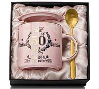 50th Birthday Gifts for Women, Aged to Perfection - 14Oz Pink Ceramic Coffee Cup Printed with Gold, Happy Birthday 50th Mug Present for Her Born in 1973, Mum, Sister, Wife, Friend, Auntie, Gift Boxed
