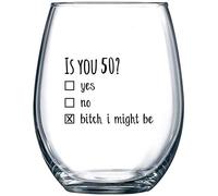 50th Birthday Gifts for Women and Men Wine Glass - Funny Is You 50 Gift Idea for Mom Dad Husband Wife - 50 Year Old Party Supplies Decorations for Him, Her - 15oz