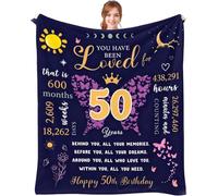 50th Birthday Gifts for Women Blanket 150 x 130 cm (Butterfly Print)