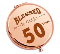 50th Birthday Gifts for Women Compact Pocket Mirror Religious Present for Godmother 50 Year Old Birthday Gifts for Mum Grandma Sister Best Friend Auntie Coworker Boss Turning 50 Compact Makeup Mirror