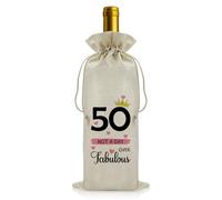 50th Birthday Gifts for Women Drawstring Wine Bag Turning 50 Gift Congratulation 50 Year Old Birthday Gifts for Mum Aunt Wife Sister Friend 50th Birthdays Party Decorations Reusable Wine Bottle Covers