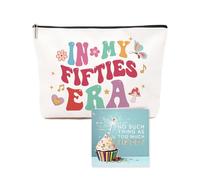 50th Birthday Gifts for Women, Exquisite Makeup Bag & Blessing Card - Idea 50th Birthday Gift Set for Her, Mum, Wife, Teacher, Friends or Sister
