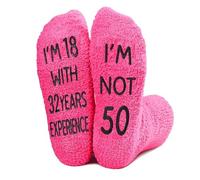 50th Birthday Gifts for Women Grip Socks Novelty Sock Funny Fluffy Socks Present Ideas for 50 Years Old Ladies Friend Mum Grandma Auntie (One Size, 50th)