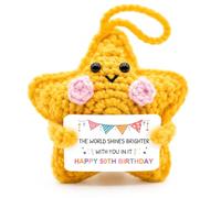 50th Birthday Gifts for Women, Handmade Crochet Star, Personalised Gifts | for Women Decoration, Ideas Unusual 50th Birthday Gifts for Hers Mum Wife Auntie Sister Friend, Happy 50th Gift Ideas