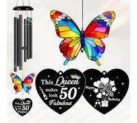 50th Birthday Gifts For Women Men-29.9'' Butterfly Sun Catcher Wind Chimes