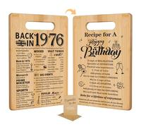 50th Birthday Gifts for Women Men,Back in 1976&Recipe for A Happy Birthday Double Sided Cutting Board Present for Her Him,50th Bday Gift Ideas,Cool Presents for 50 Year Old Woman