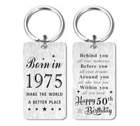 50th Birthday Gifts for Women Men Female Male - 50 Year Yr old Birthday keyring for Her Him Woman Man 1975 Birthday