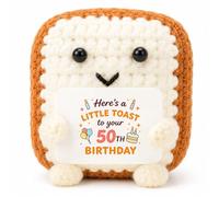 50th Birthday Gifts for Women Men, Handmade Emotional Support Crochet Toast 50th Birthday Decorations for Her Him, 50 Years Old Gifts for Mum Dad Wife Sister Brother Best Friend Husband Auntie Uncle