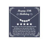 50th Birthday Gifts for Women - Sterling Silver Dainty Five Star Necklace as 50th Birthday Gifts for Her, 6mm Star Beads for Wife, Mother&Grandma, 1975 Birthdays Gift for Women